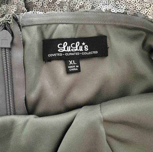 Silver sequin sweetheart formal mermaid dress, Lulu's, sz XL - Picture 8 of 12